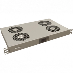 Кондиционеры для серверных шкафов Hyperline Модуль вентиляторный 19" 1U глубиной 290мм с термостатом и 4-я вентиляторами TRFA-WB-MICR-4F-RAL7035