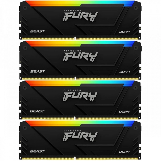 ОЗУ Kingston Fury Beast KF436C18BB2AK4/64 (DIMM, DDR4, 64 Гб (4 х 16 Гб), 3600 МГц)
