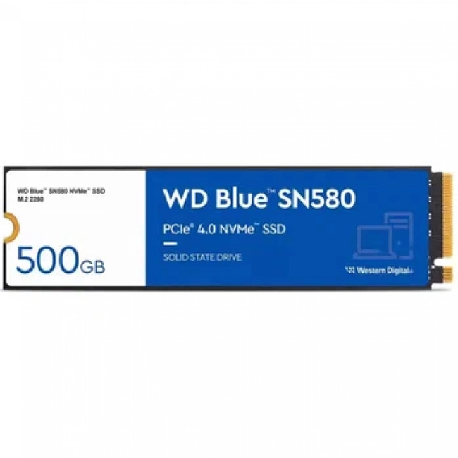 Внутренний жесткий диск Western Digital Blue SN580 WDS500G3B0E (SSD (твердотельные), 500 ГБ, M.2, PCIe)