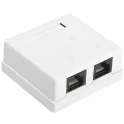 Сетевая розетка Hyperline Розетка компьютерная RJ-45(8P8C) категория 5e двойная внешняя SB1-2-8P8C-C5e-WH