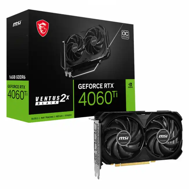 Видеокарта MSI RTX 4060 Ti VENTUS 2X GeForce RTX 4060 Ti VENTUS 2X BLACK 16G OC (16 ГБ)