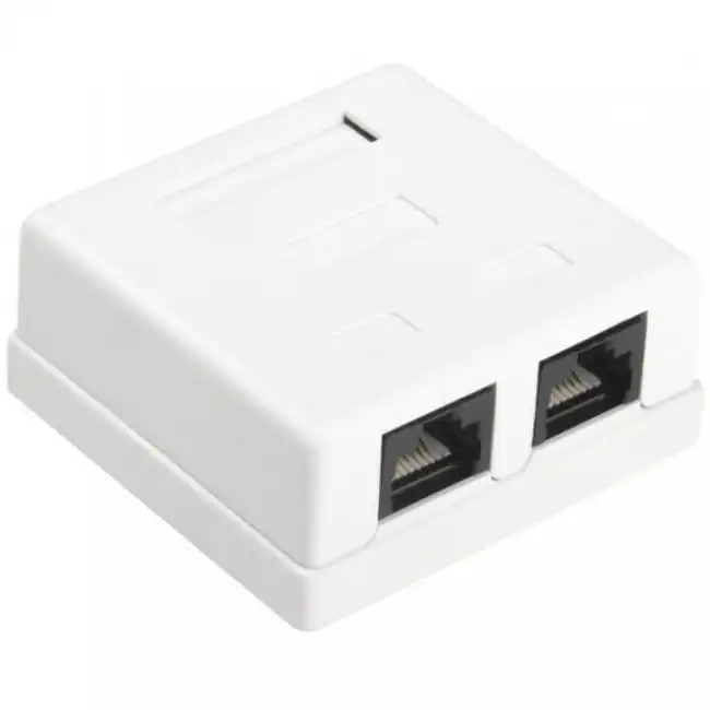 Сетевая розетка Hyperline Розетка компьютерная RJ-45(8P8C) категория 6 двойная внешняя SB1-2-8P8C-C6-WH