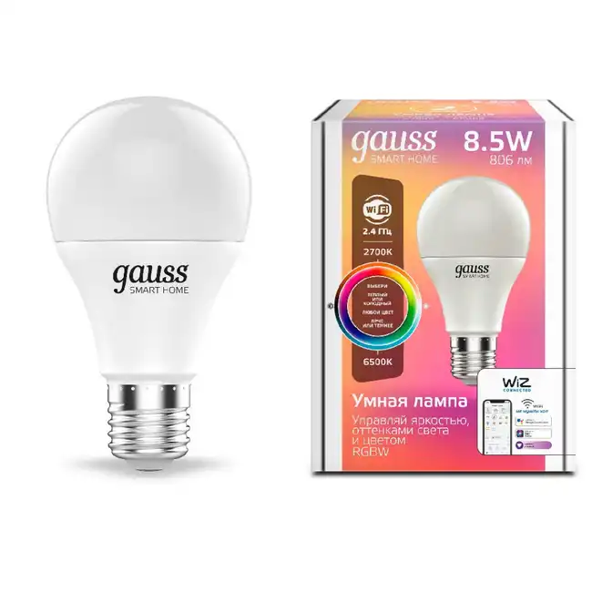 Gauss IoT Smart Home E27 8.5Вт 806lm Wi-Fi 1170112