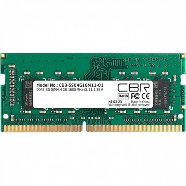 ОЗУ CBR CD3-SS04G16M11-01 (SO-DIMM, DDR3, 4 Гб, 1600 МГц)
